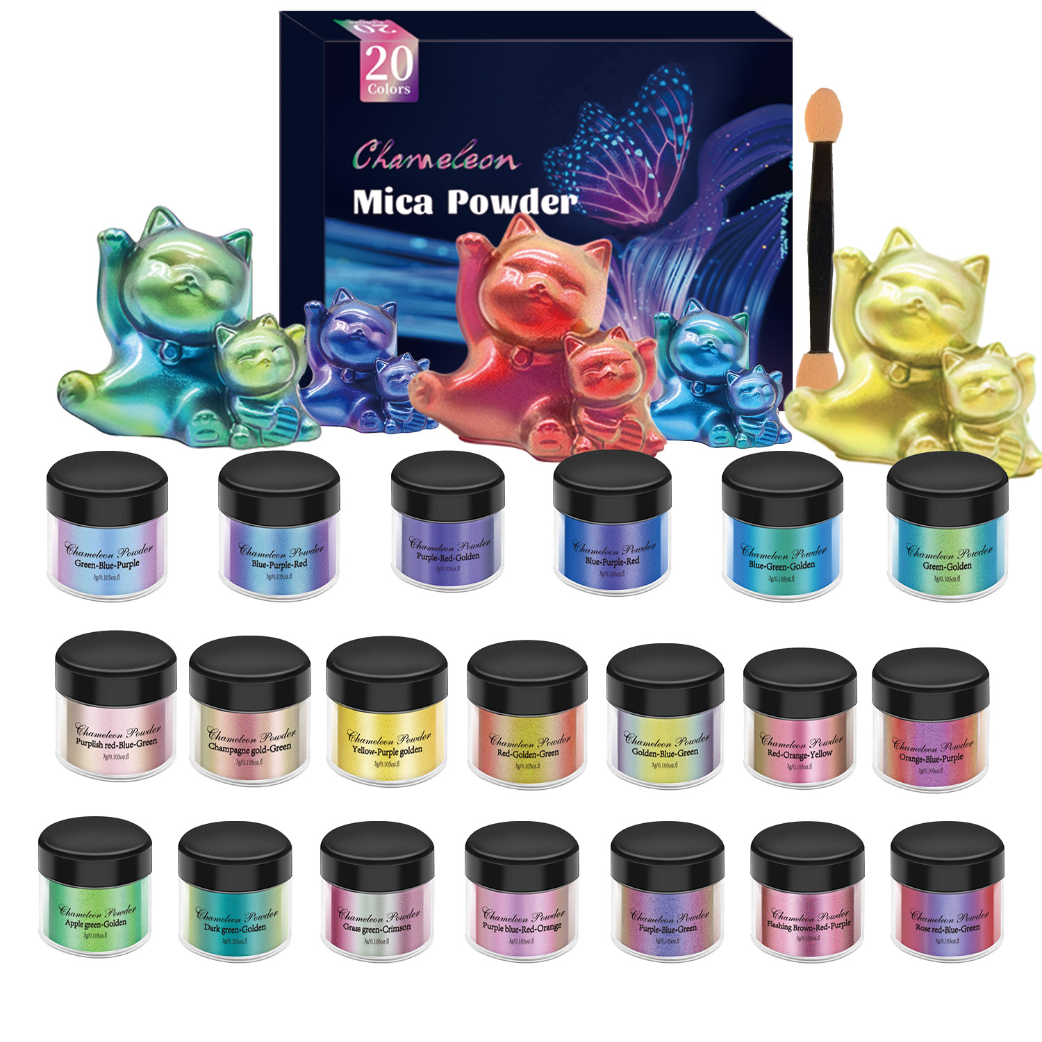 10/20pcs Mirror Chameleons Pig - Resin Pigment Set ulasan dan harga