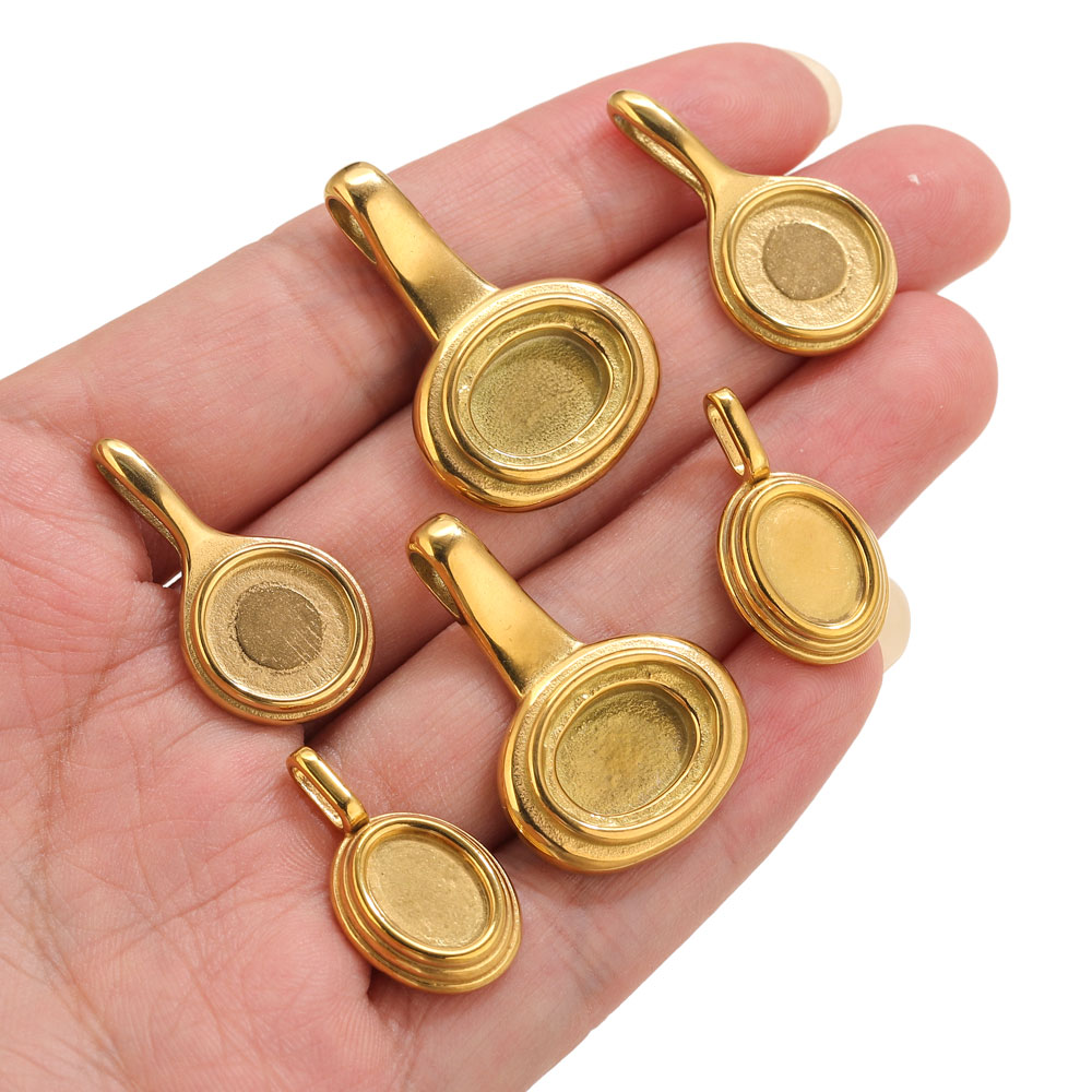 5pcs Stainless Steel Round Ova - Resin Crafts ulasan dan harga