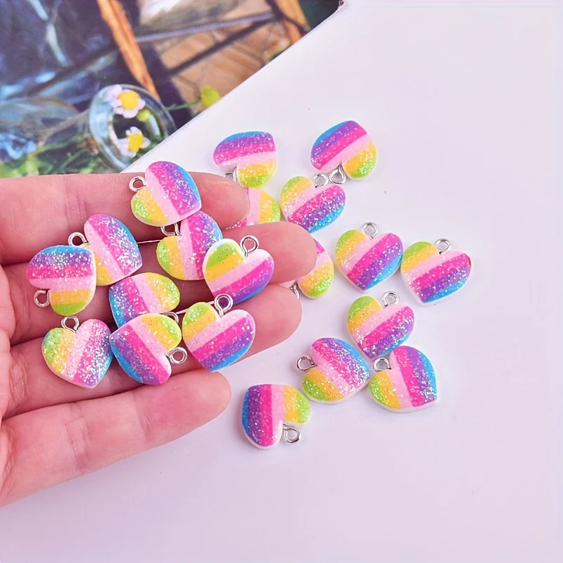 10Pcs Colorful Heart Resin Cha - Resin Craft Projects ulasan dan harga