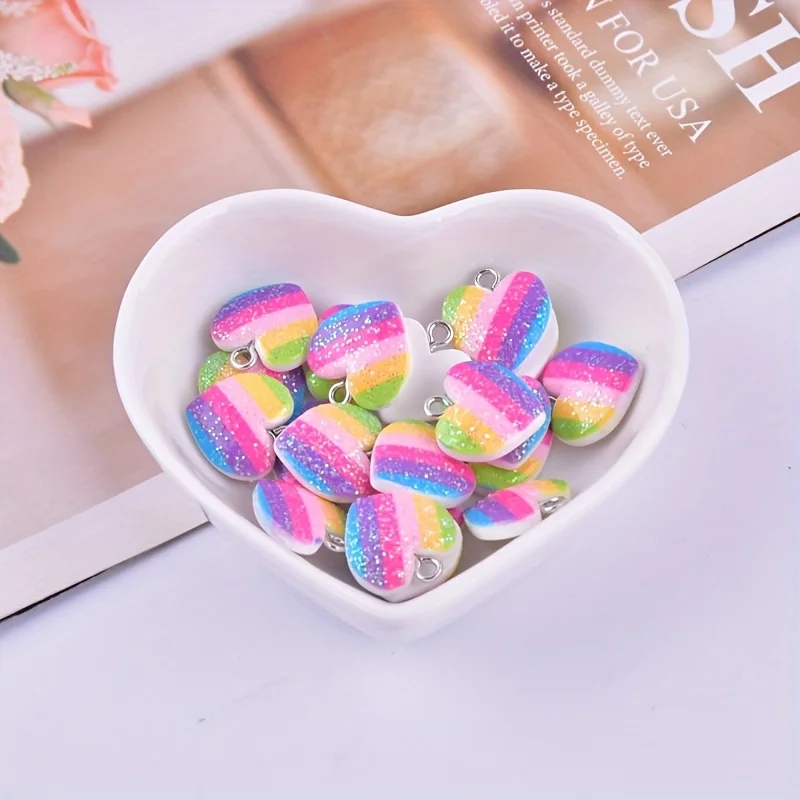 10Pcs Colorful Heart Resin Cha - Resin Craft Projects ulasan dan harga