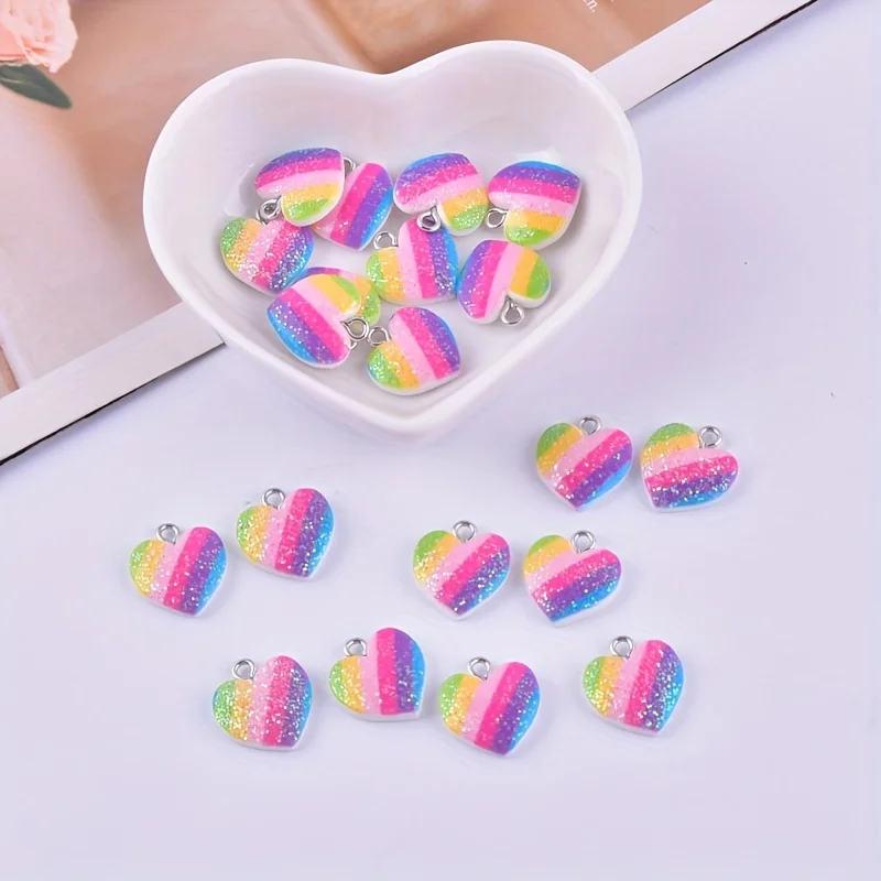 10Pcs Colorful Heart Resin Cha - Resin Craft Projects ulasan dan harga