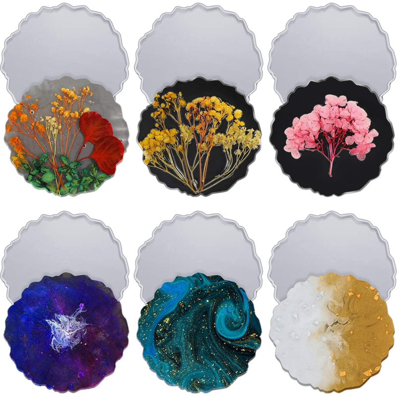 6 Pieces Resin Coaster Mold La - Geode Mold Silicone ulasan dan harga