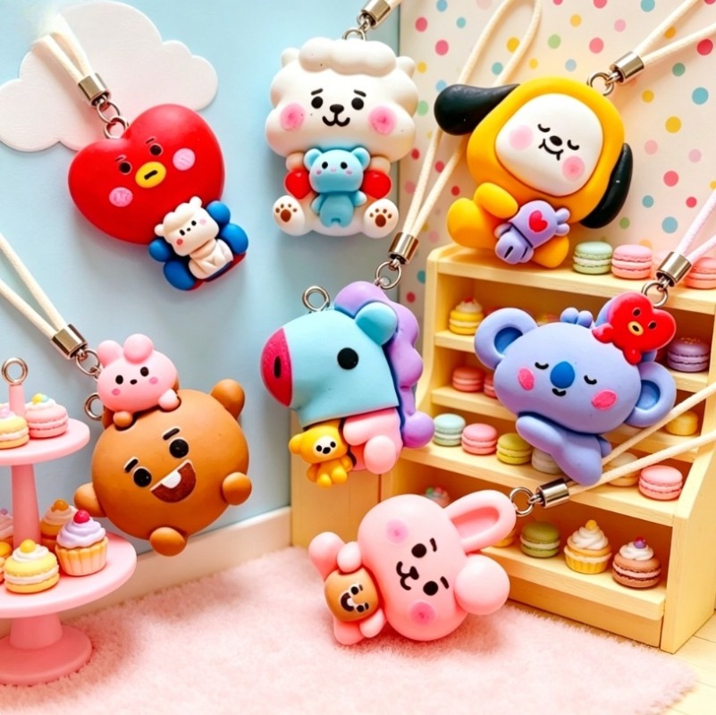 7pcs BT21 Resin Cartoon Charm  - Resin Crafts ulasan dan harga