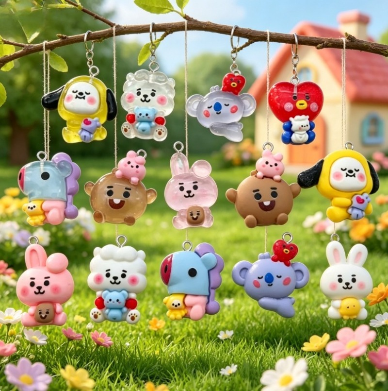 7pcs BT21 Resin Cartoon Charm  - Resin Crafts ulasan dan harga