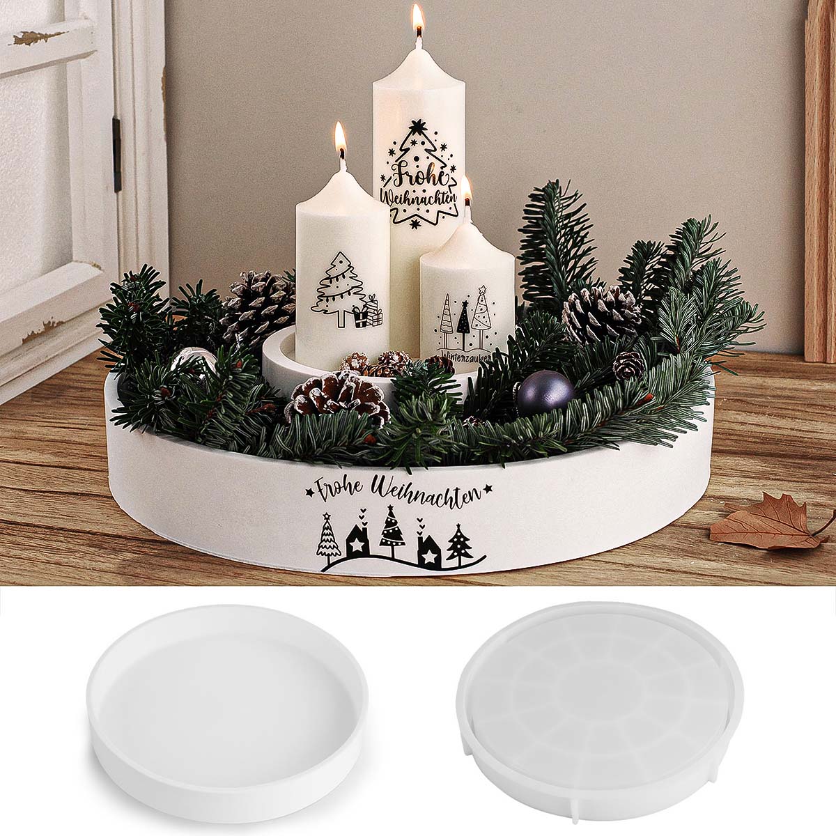 Concrete Round Candle Bowl Ves - Coaster Mold Round ulasan dan harga
