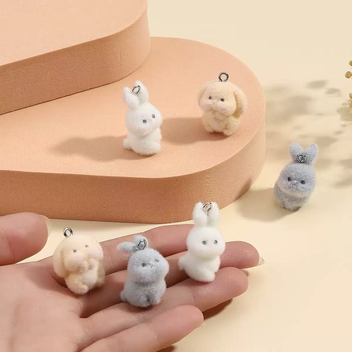 10pcs Flocking Little Rabbit R - Resin Craft Projects ulasan dan harga
